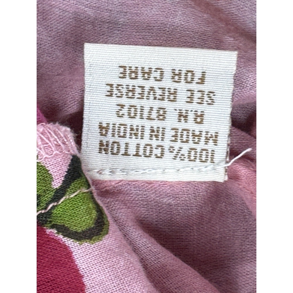 Vintage Goa Floral Button Up Shirt Medium Pink Boho Cottagecore Cotton Top - Picture 13 of 16